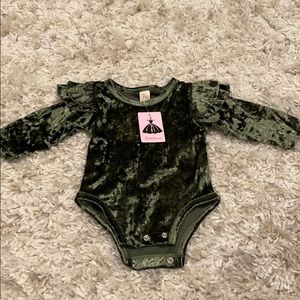 Baby Girls Green Velvet One Piece 6 Months